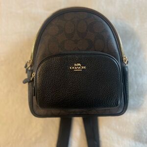 Coach Mini Court Signature Black and Brown Backpack